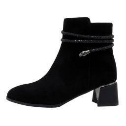 Botine dama, Epica, K3K350091-01-I-Negru, elegant, piele intoarsa, cu toc, negru (Marime: 36)