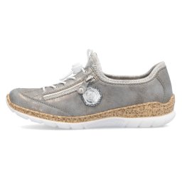 Pantofi dama, Rieker, N4263-40-Gri, casual, piele ecologica, cu talpa joasa, gri (Marime: 40)