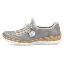Pantofi dama, Rieker, N4263-40-Gri, casual, piele ecologica, cu talpa joasa, gri (Marime: 41)