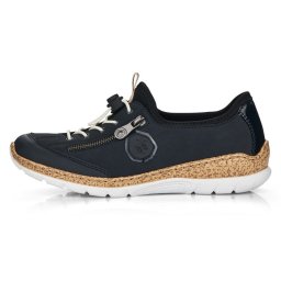 Pantofi dama, Rieker, N4263-14-Albastru-Inchis, casual, piele ecologica, cu talpa joasa, albastru inchis (Marime: 37)