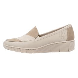 Pantofi dama, Rieker, 53785-60-Bej, casual, piele naturala, cu talpa joasa, bej (Marime: 36)