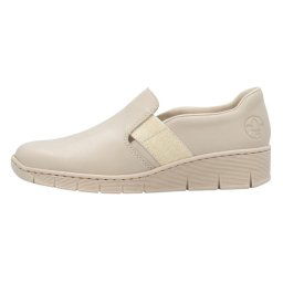 Pantofi dama, Rieker, 53784-60-Bej, casual, piele naturala, cu talpa joasa, bej (Marime: 41)