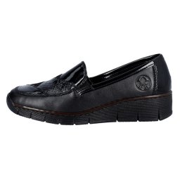 Pantofi dama, Rieker, 53785-00-Negru, casual, piele naturala, cu talpa joasa, negru (Marime: 39)
