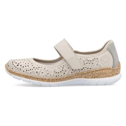Pantofi dama, Rieker, N4299-60-Bej, casual, piele ecologica, cu talpa joasa, bej (Marime: 37)