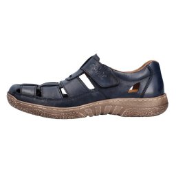 Pantofi barbati, Rieker, 03578-14-Albastru-Inchis, casual, piele naturala, perforati, cu talpa joasa, albastru inchis (Marime: 43)