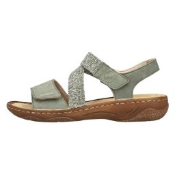 Sandale dama, Rieker, V2862-52-Verde, casual, piele ecologica, cu talpa joasa, verde (Marime: 38)
