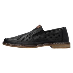 Pantofi barbati, Rieker, 13459-00-Negru, casual, piele naturala, perforati, cu toc, negru (Marime: 42)
