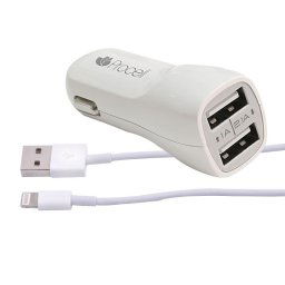 Procell Incarcator Auto Dual 2.1 USB Lightning Alb 1m (cablu MFI)-T.Verde 0.1 lei/buc