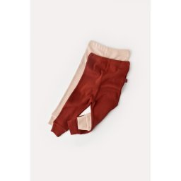 Set 2 pantaloni bebe unisex din bumbac organic si modal - Caramiziu/Somon, BabyCosy (Marime: 6-9 luni)