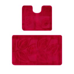 Set 2 Covorase Baie, Antiderapant, Flora 2577, Burgundy, Dimensiuni 50 x 80 40 x 50 cm