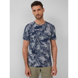 s.Oliver Tricou barbati cu imprimeu cu frunze de palmier, Regular Fit, Bleumarin (SELECTATI MARIMEA: M)