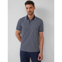 s.Oliver Tricou polo barbati cu imprimeu in carouri Regular Fit, Bleumarin inchis (SELECTATI MARIMEA: M)