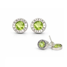 Cercei din Peridot Rotund Fatetat 9x9x13 mm - Argint 925 - Cristalul Armoniei Interioare si Stralucirii - 1 Pereche