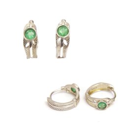 Cercei Smarald Rotund Fatetat 14x5x16 mm Argint 925 – 1 Pereche