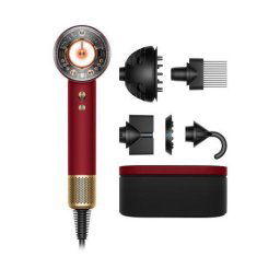 Uscator de par Supersonic Nural HD16, 1600 W, 3 trepte de viteza, 4 trepte de temperatura, uscare rapida si inteligenta, Red Velvet/Gold