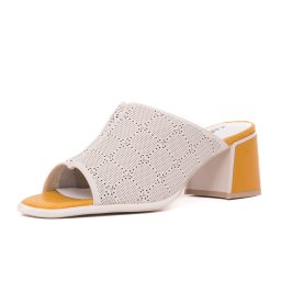 Papuci dama din piele naturala, KARISMA, 7QXS60019B 52-N, crem
