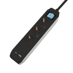 Prelungitor cu 3 x Schuko + 1 x USB type C + 1 x USB-A 3m Negru, Spacer PP-3-30B-TC-USB