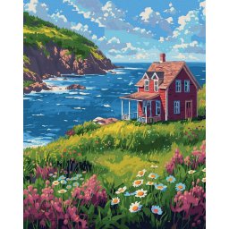 Set pictura pe numere, cu sasiu, Cerul ca extindere a marii, 40x50 cm