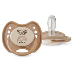 Baboo Soothers Silicone Symmetrical with Case suzetă Au Naturale 0-6 m 2 buc