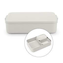 Cutie pentru alimente Brabantia Make&Take 1006292, 2 L, Cu separatoare, Inchidere etansa, Fara BPA, Gri deschis