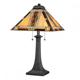 Veioză Tiffany Navajo QZ-NAVAJO-TL-VB, 2xE27, H63,1cm, bronz