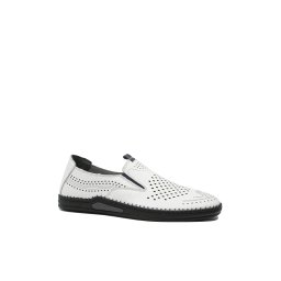 Mocasini bărbați Goretti, albi din piele naturală, cu perforații și modele GOR1049-44 EU