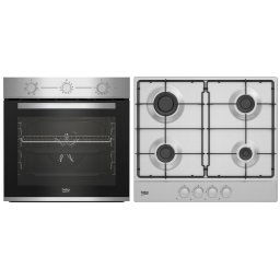 Pachet incorporabile Beko BBSE12130XD, Electric, 71 l, Clasa A, Booster, Fan Assisted cooking, SteamShine Cleaning,Timer, Inox + Plita incorporabila Beko HIAG64223SX, Gaz, 4 arzatoare, High-Efficiency Gas Burner, 60 cm, Inox