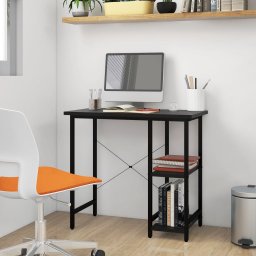 Birou de calculator, negru, 80x40x72 cm, MDF si metal GartenMobel Dekor