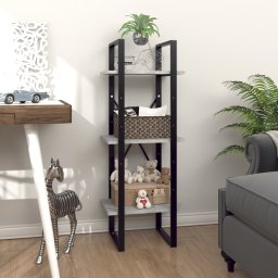Biblioteca cu 3 rafturi, gri beton, 40x30x105 cm, PAL GartenMobel Dekor