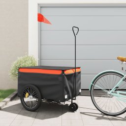 Remorca pentru biciclete, negru si portocaliu, 45 kg, fier GartenMobel Dekor