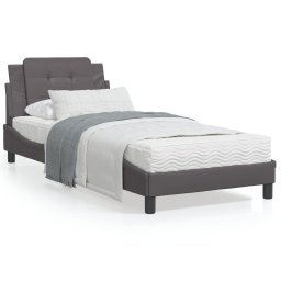Pat cu saltea, gri, 80x200 cm, piele ecologica GartenMobel Dekor