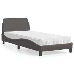 Pat cu saltea, gri, 80x200 cm, piele ecologica GartenMobel Dekor