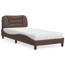 Pat cu saltea, maro, 90x200 cm, piele ecologica GartenMobel Dekor