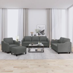 Set de canapele cu perne, 4 piese, gri închis, textil GartenMobel Dekor