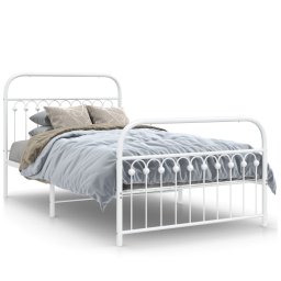 Cadru de pat metalic cu tablie de cap/picioare, alb, 107x203 cm GartenMobel Dekor