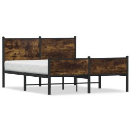 Cadru pat metalic fara saltea, stejar fumuriu, 150x200 cm GartenMobel Dekor