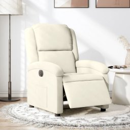 Fotoliu rabatabil electric, crem, catifea GartenMobel Dekor