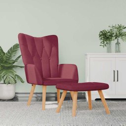 Scaun de relaxare cu taburet, rosu vin, textil GartenMobel Dekor