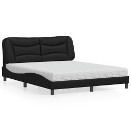 Pat cu saltea, negru, 160x200 cm, piele ecologica GartenMobel Dekor