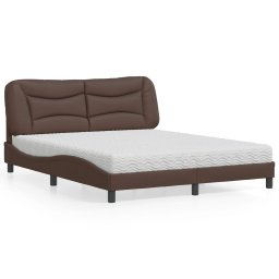 Pat cu saltea, maro, 160x200 cm, piele ecologica GartenMobel Dekor