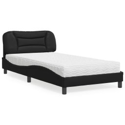Pat cu saltea, negru, 100x200 cm, piele ecologica GartenMobel Dekor