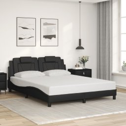 Cadru de pat cu tablie, negru, 160x200 cm, piele ecologica GartenMobel Dekor