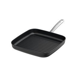 Tigaie Grill BergHOFF Graphite, 28 cm, 2.6L, Strat ceramic antiaderent, Aluminiu reciclat, Negru/Argintiu HighLine Cooking