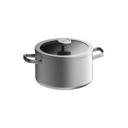 Oala BergHOFF Graphite, 24 cm, 6L, capac, Otel inoxidabil reciclat, Sticla, Argintiu HighLine Cooking