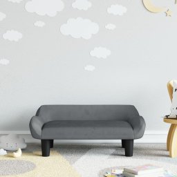 Canapea pentru copii, gri închis, 70x40x24 cm, catifea GartenMobel Dekor