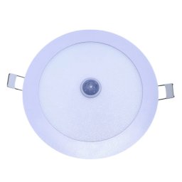 Aplica LED Slim Incastrata in Tavan, cu Senzor de Miscare si Crepuscular, Rama Metalica Alba, O168mm