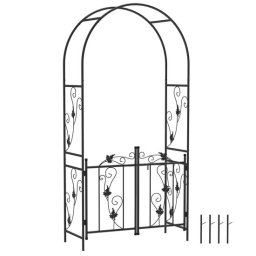 Arcada metalica, pergola pentru gradina, cu portita, 107x45x217 cm