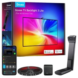 Banda LED Govee TV Backlight 3 Lite, H6097, Wi-Fi + Bluetooth, RGBICW, Camera, 40 50 inch, Fisheye Correction