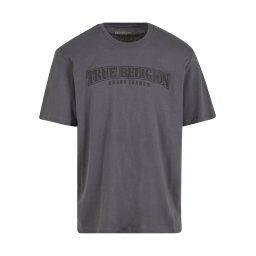 True Religion Tricou 'Nu Brush' gri grafit / negru