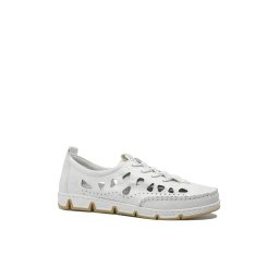 Mocasini decupați damă Rieker albi din piele naturală RIK49956-80-38 EU